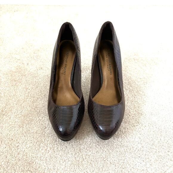 Christian Siriano Brown Faux Alligator High Heels, Stilettos, Pumps, Size 8 - Picture 1 of 7